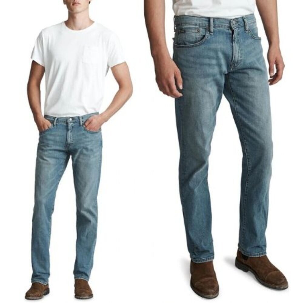 New! Polo Ralph Lauren Men's Blue Hampton Relaxed Straight Jeans 36 23695